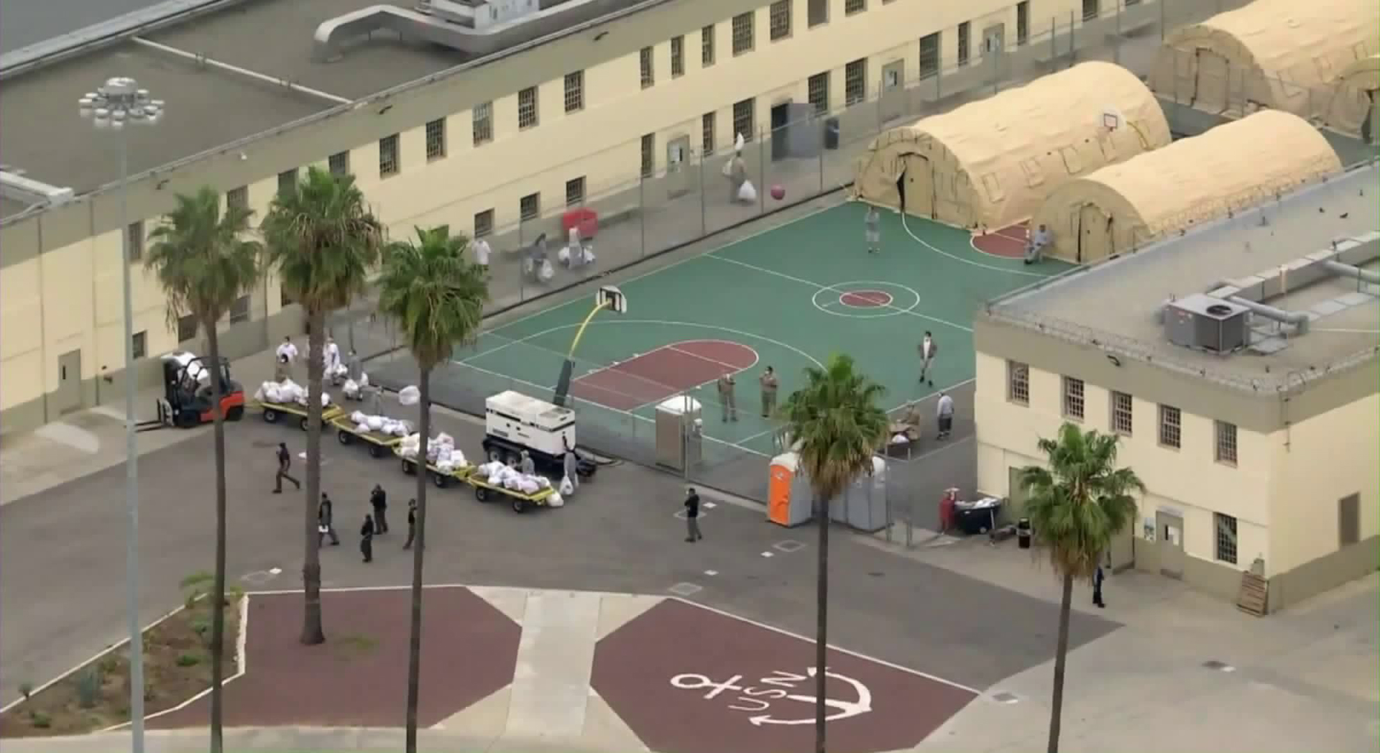 Inmates at Terminal Island are seen in this undated photo. (KTLA)