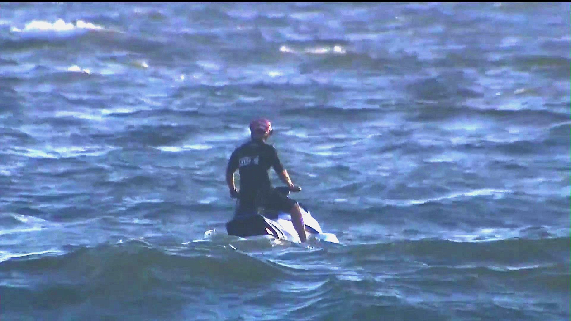 Rescuers search for a man missing of off Venice Beach on May 17, 2020. (KTLA)