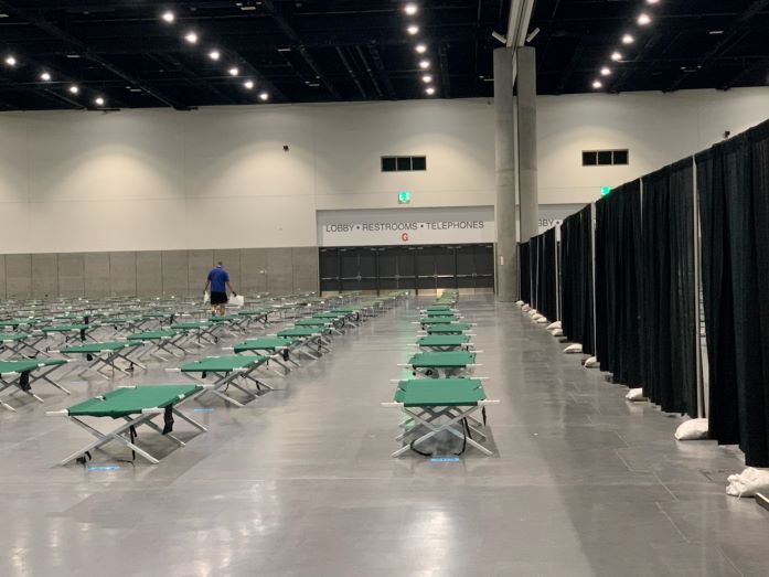 The San Diego Convention Center opened a makeshift homeless shelter amid the coronavirus pandemic. (San Diego Convention Center)