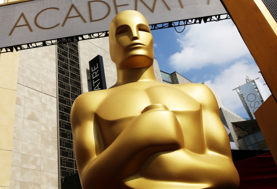 An Oscar statue appears outside the Dolby Theatre for the 87th Academy Awards in Los Angeles on Feb. 21, 2015. (Matt Sayles/Invision/AP, File)