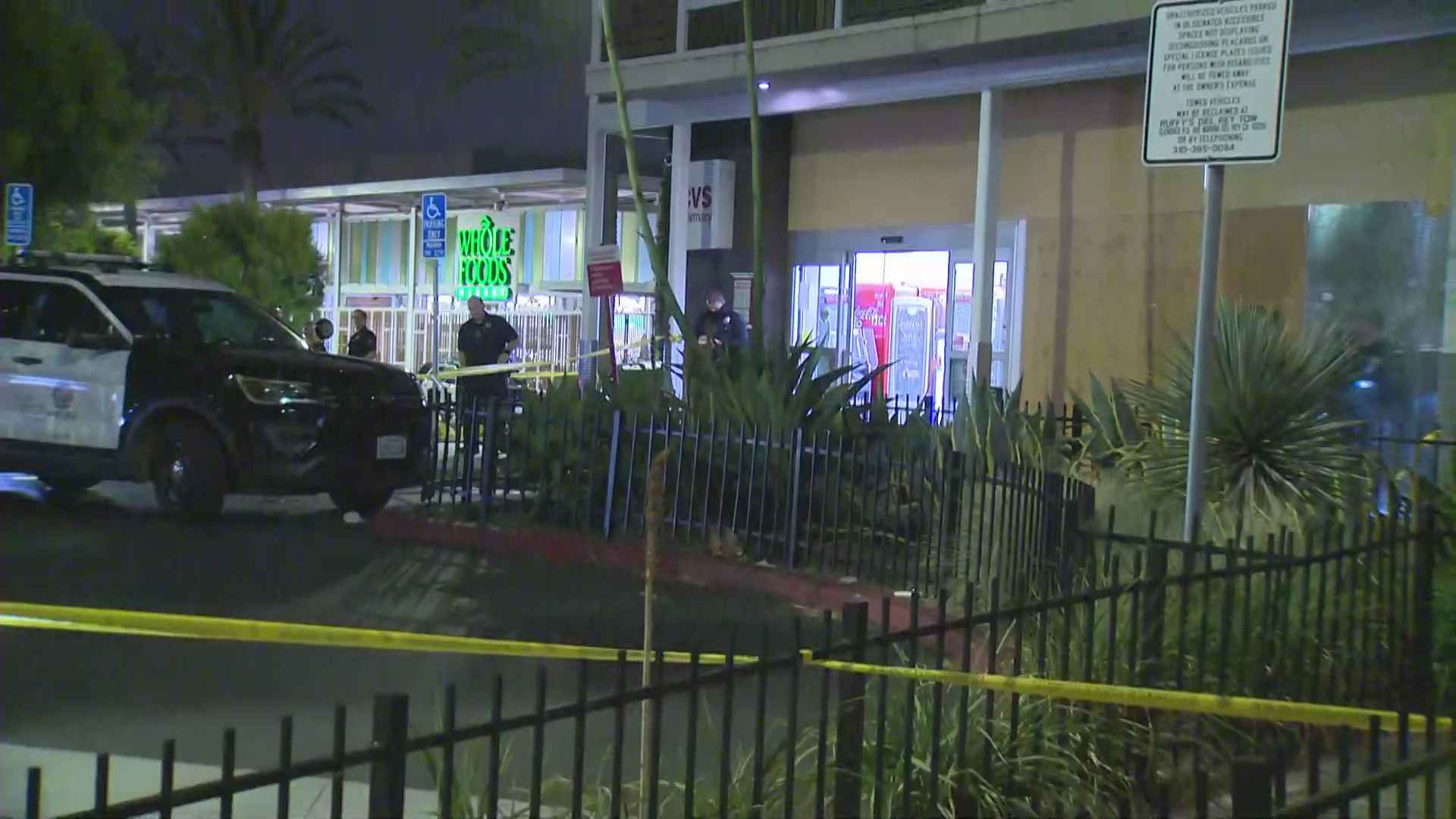 Police investigate following a deadly shooting at a CVS Pharmacy in Venice on June 22, 2020. (KTLA)