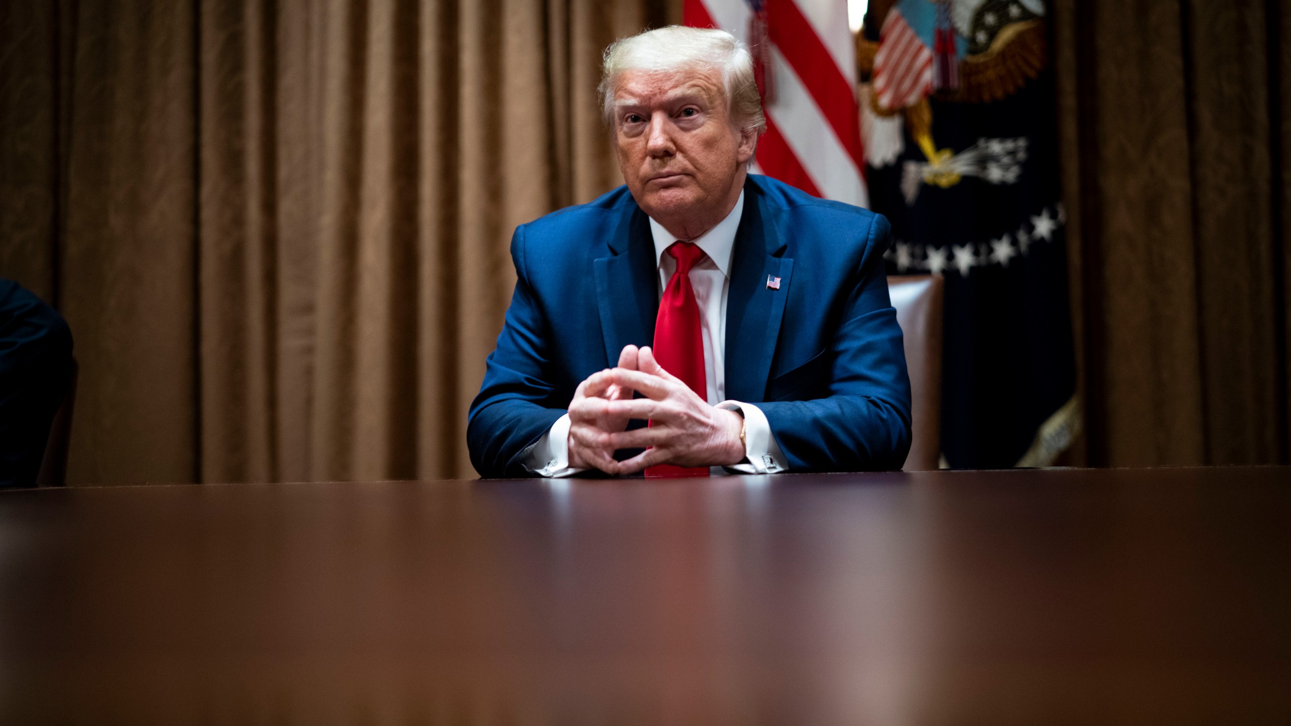 U.S. President Donald Trump speaks during a round table discussion at the White House on June 10, 2020, in Washington, DC. ( Doug Mills-Pool/Getty Images)