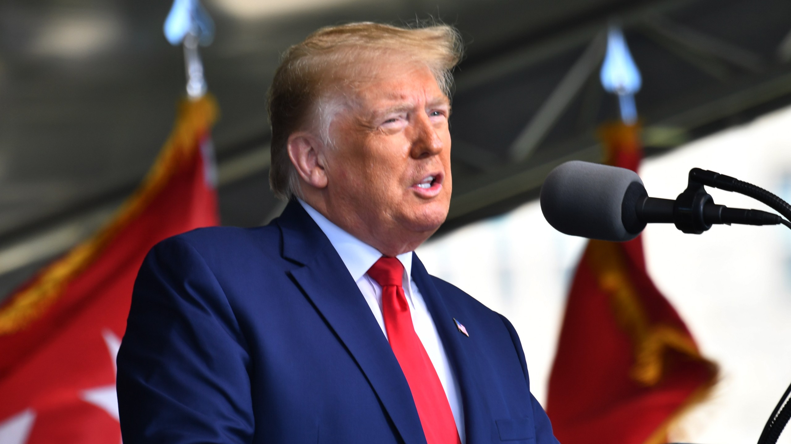 President Donald Trump delivers the commencement address at the 2020 U.S. Military Academy Graduation Ceremony at West Point, New York, on June 13, 2020. (Nicholas Kamm/AFP via Getty Images)