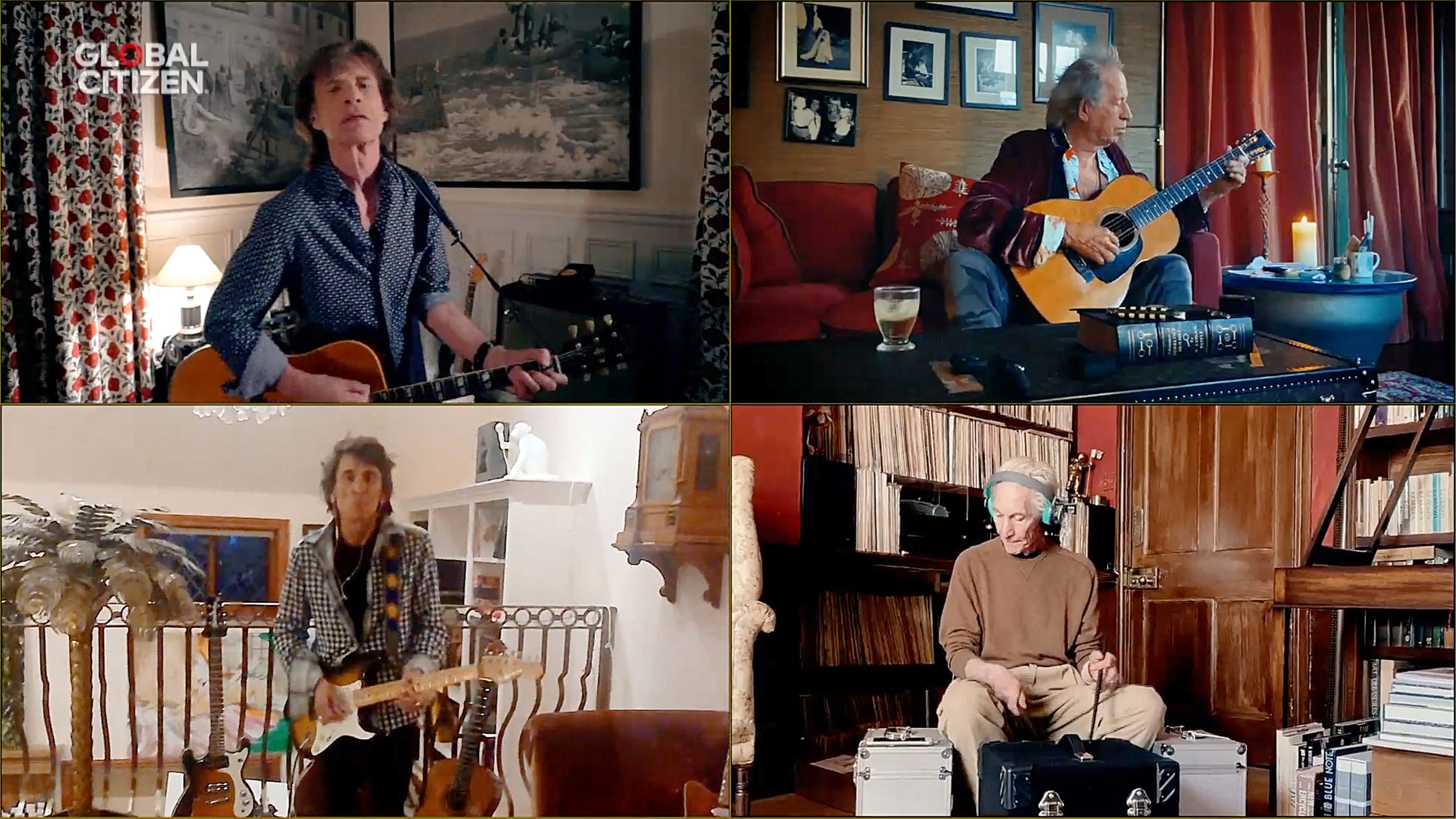 In this screengrab, Mick Jagger, Keith Richards, Ronnie Wood and Charlie Watts of "The Rolling Stones" perform during "One World: Together At Home" presented by Global Citizen on April, 18, 2020. (Getty Images/Getty Images for Global Citizen )