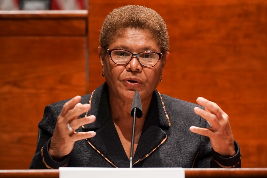 U.S. Rep. Karen Bass (D-CA) gives an opening statement during a Judiciary Committee hearing considering reforms to national policing practices on June 17, 2020. (Greg Nash-Pool/Getty Images)