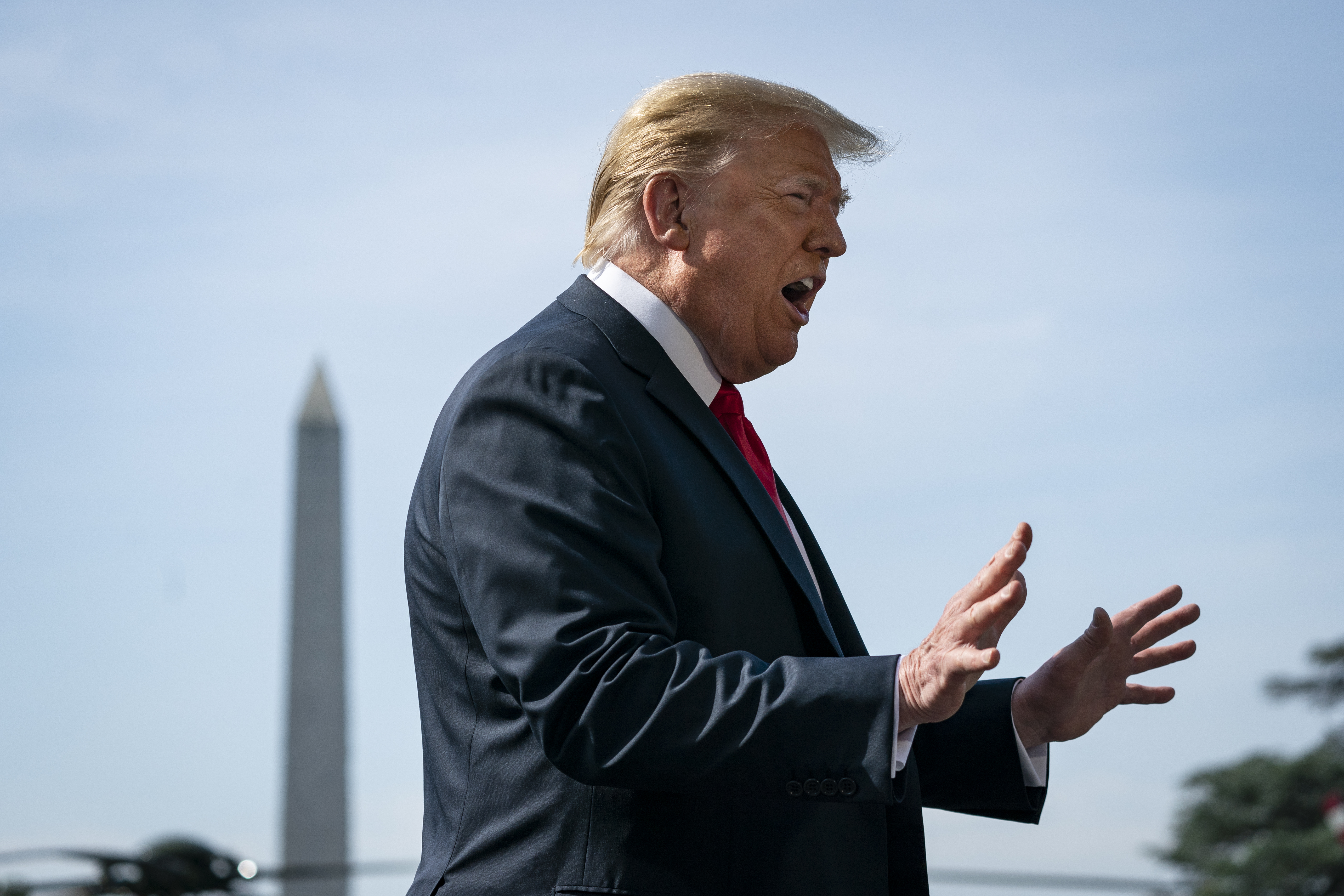 U.S. President Donald Trump speaks to reporters before boarding Marine One on the South Lawn of the White House on June 23, 2020 in Washington, DC. (Drew Angerer/Getty Images)