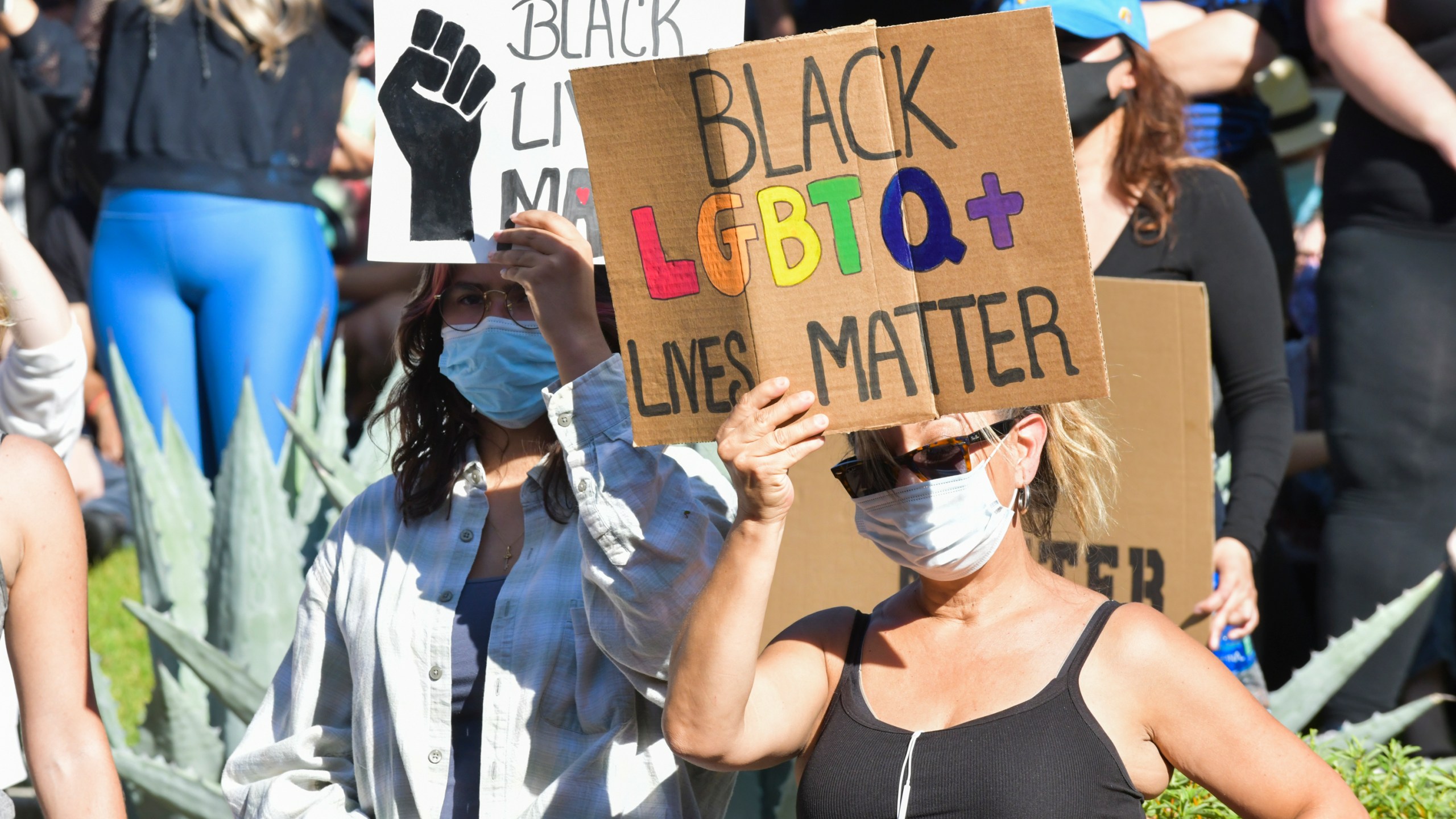 Protesters are seen at the Glendale Community March and Vigil for Black Lives Matter on June 7, 2020, in Glendale, California. (Rodin Eckenroth/Getty Images)