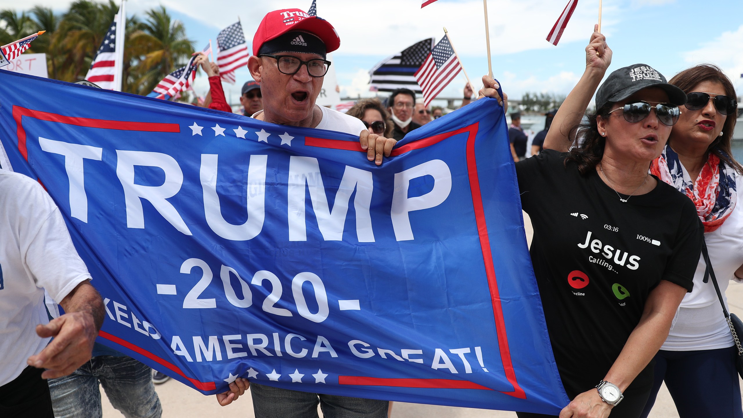 Demonstrators take part in a "Law and Order Rally" that was also supporting President Donald Trump on June 14, 2020 in Miami. (Joe Raedle/Getty Images)