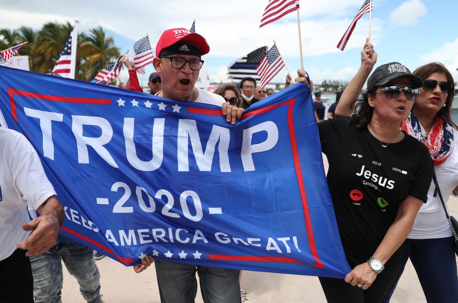 Demonstrators take part in a "Law and Order Rally" that was also supporting President Donald Trump on June 14, 2020 in Miami. (Joe Raedle/Getty Images)