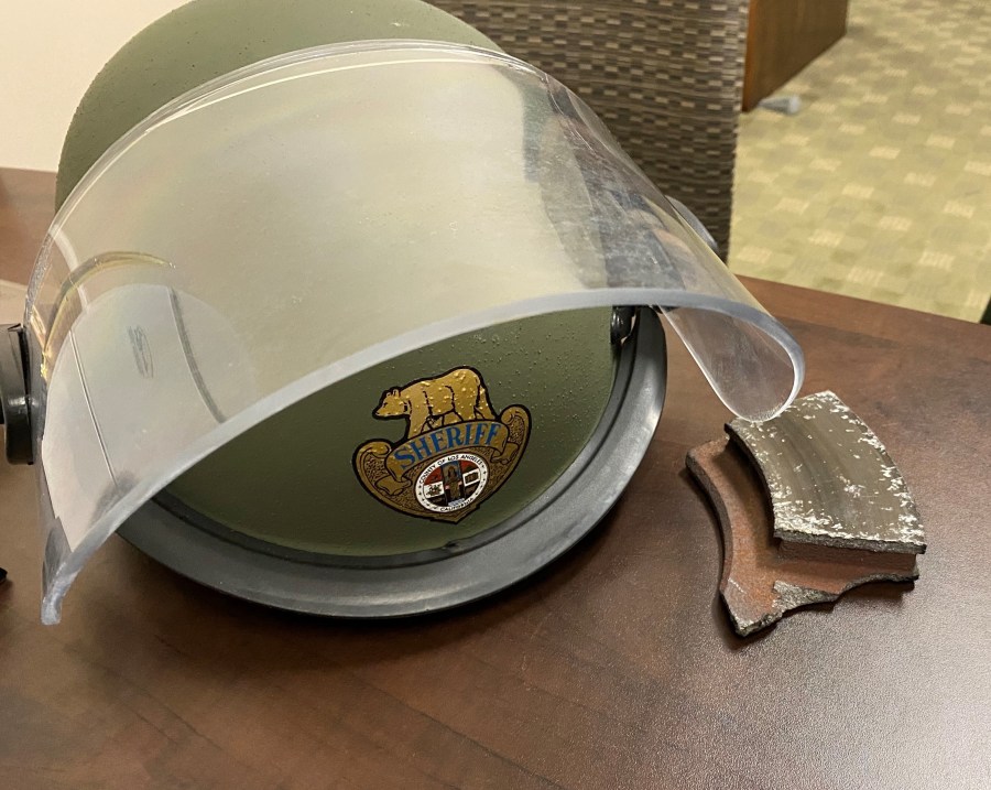 A piece of brake rotor allegedly hurled at deputies during a protest in Lakewood on June 5, 2020. (Los Angeles County Sheriff's Department)