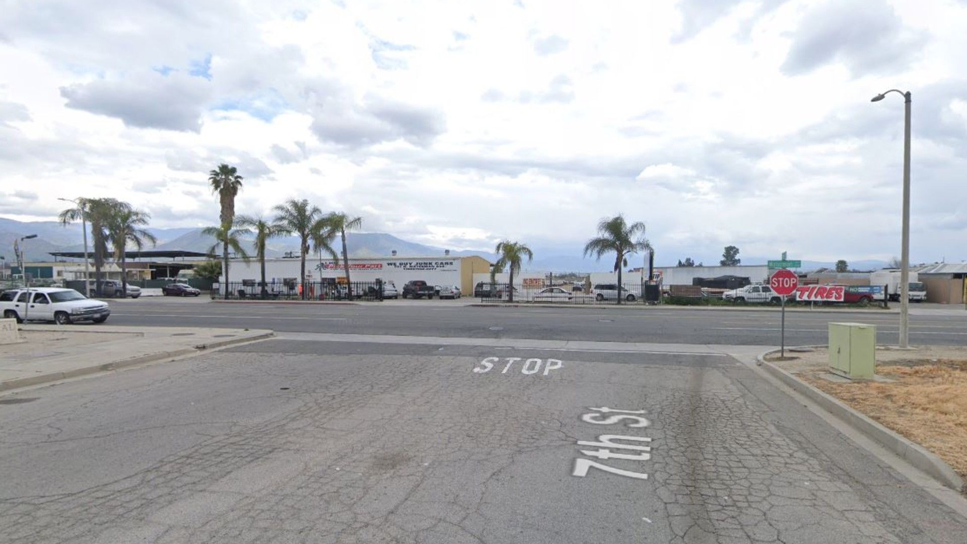 The intersection of 7th Street and Waterman Avenue in San Bernardino, as pictured in a Google Street View image.