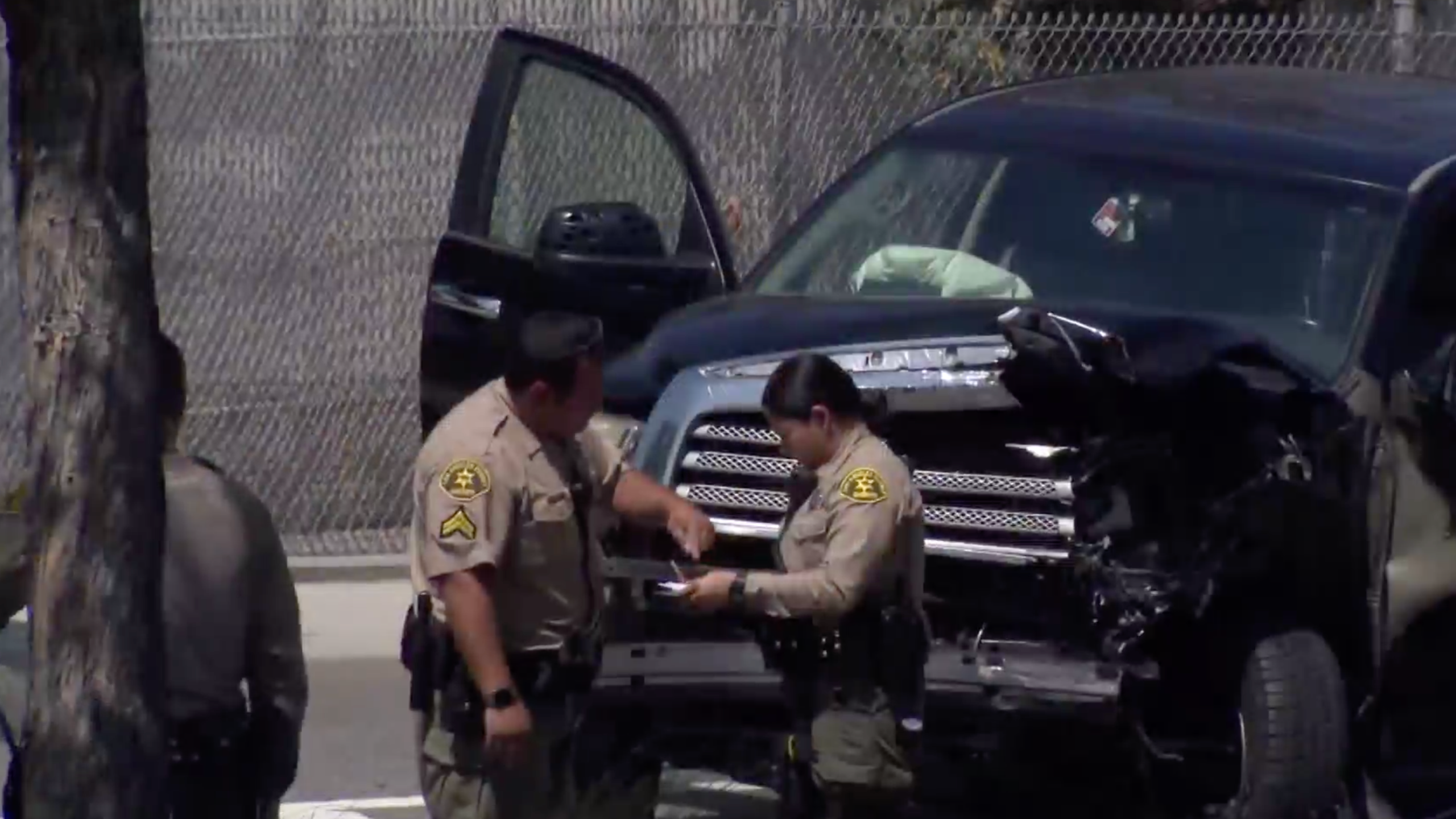 Deputies respond to a pursuit termination in the city of Industry on 21, 2020. (KTLA)