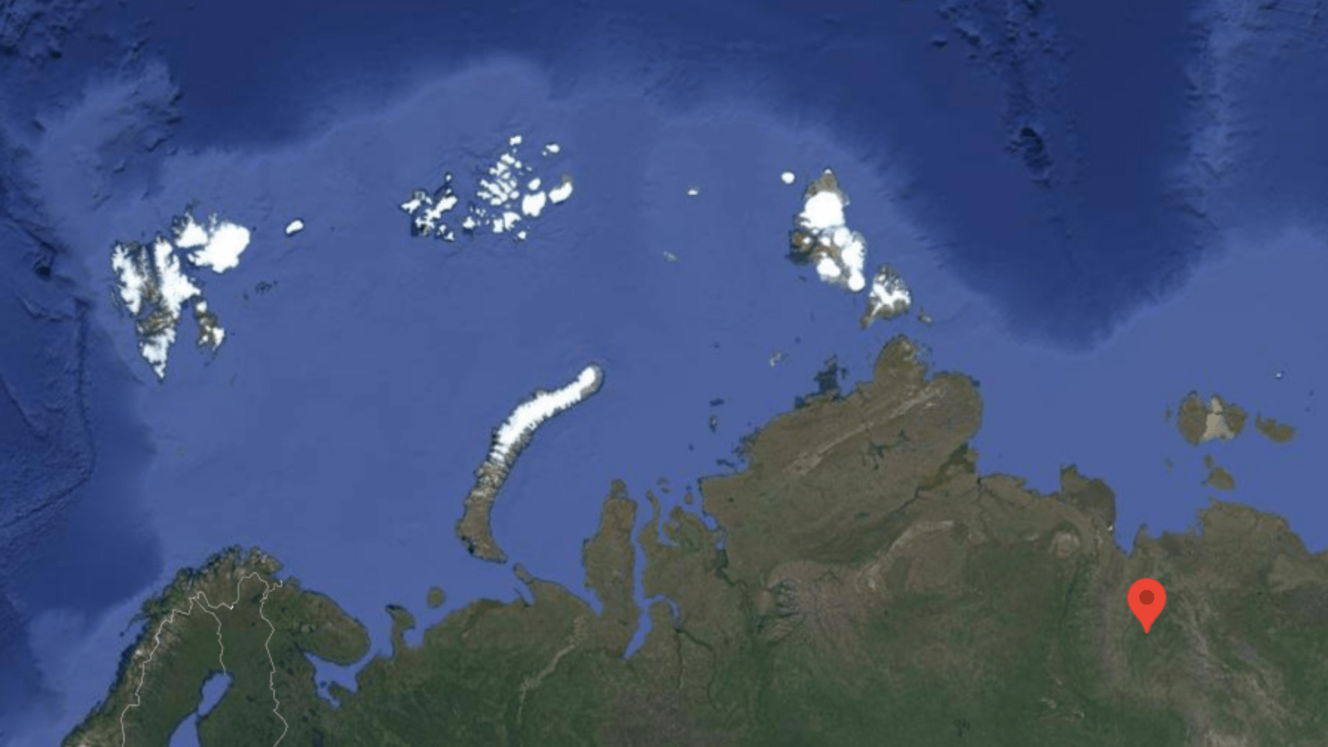 A satellite image from Google Maps shows where Verkhoyansk is located.