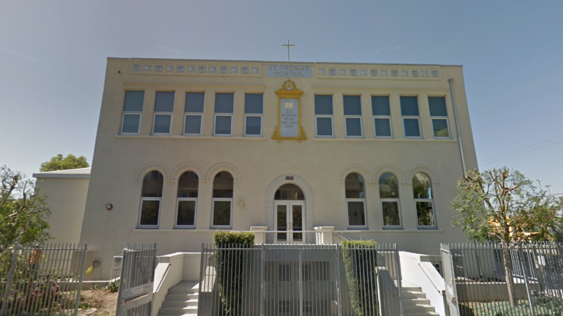 The St. Thomas the Apostle School in Pico-Union is seen in a Google Maps image.