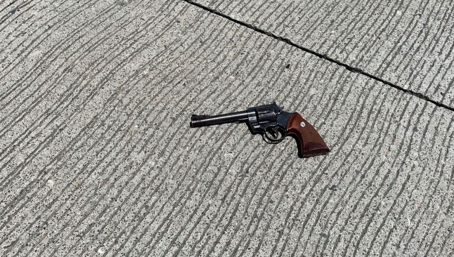 A handgun recovered by deputies following a police shooting on the 210 Freeway in San Bernardino on June 24, 2020, is seen in a photo released by sheriff’s investigators.