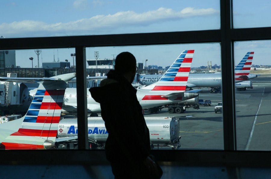 Planes sit on the tarmac at La Guardia Airport on Jan. 25, 2019, in New York. (KENA BETANCUR/AFP via Getty Images via CNN)