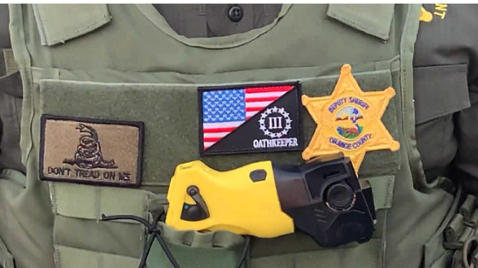 An internal investigation was launched on June 3, 2020 into an OCSD's deputy for extremist patches on his uniform. (credit @DPOC)