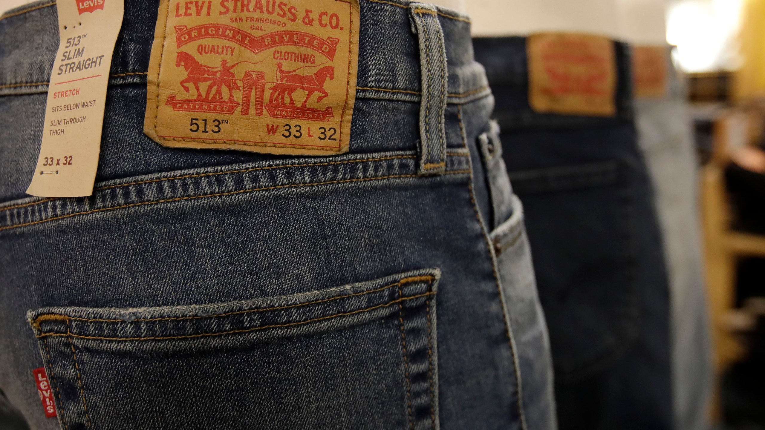 In this Nov. 29, 2019 file photo, Levi's jeans are displayed at a Kohl's store in Colma, California. (Jeff Chiu/Associated Press)