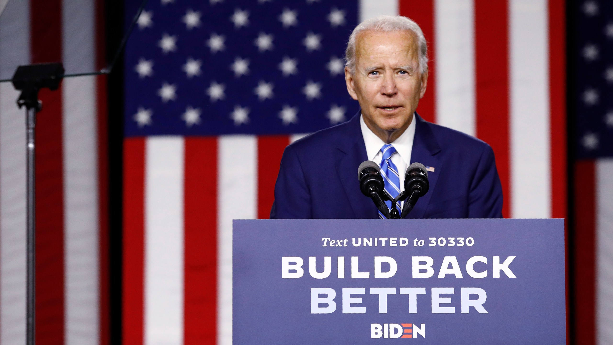 Democratic presidential candidate, former Vice President Joe Biden speaks during a campaign even in Wilmington, Delaware on July 14, 2020. (Patrick Semansky/Associated Press)