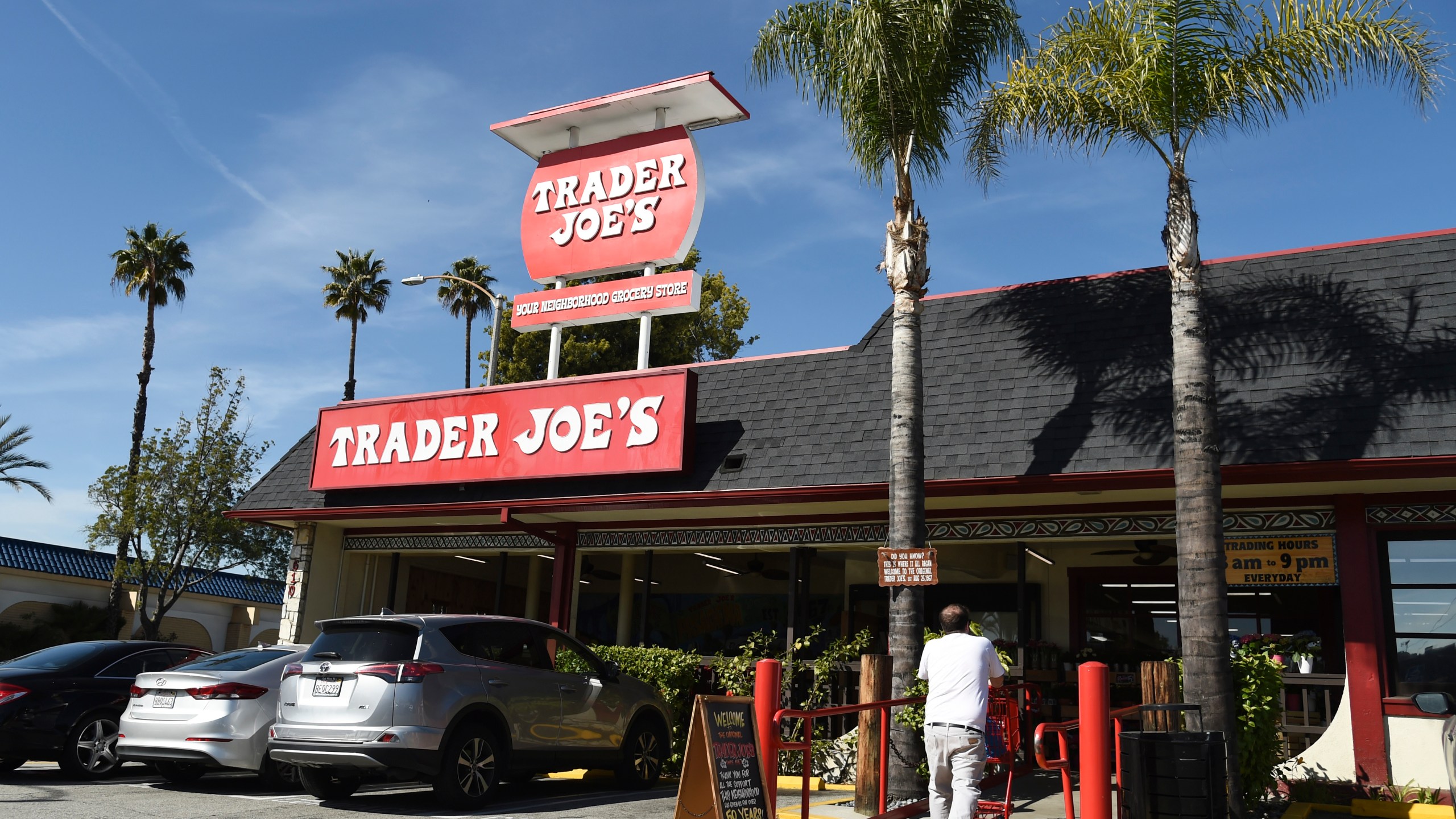 In this Feb. 26, 2020, file photo, the original Trader Joe's grocery store in Pasadena, Calif., is viewed. Responding to calls for Trader Joe's to stop labeling its international food products with ethnic-sounding names, the grocery store chain said it has been in a yearslong process of repackaging those products and will soon complete the work. (AP Photo/Chris Pizzello, File)