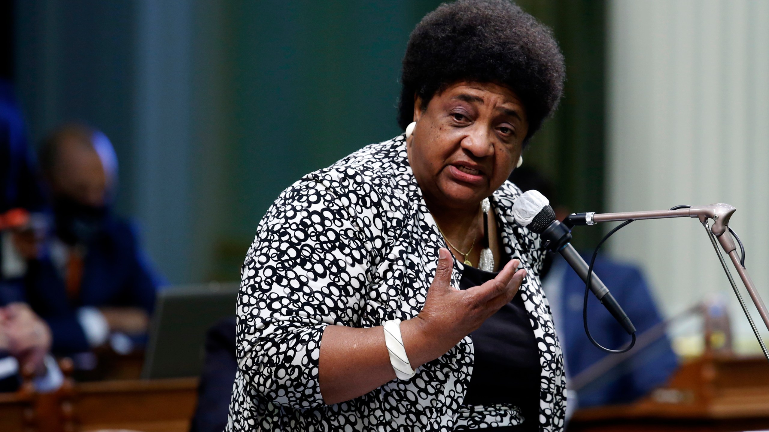 In this June 10, 2020 file photo, Assemblywoman Shirley Weber, D-San Diego, talks at the Capitol in Sacramento, Calif. Trustees of California State University, the nation's largest four-year public university system, will vote July 22, 2020 on making ethnic studies a graduation requirement. Weber, authored the legislature's bill, which could go to Gov. Gavin Newsom's desk as early as the next week for his signature, her office said. (AP Photo/Rich Pedroncelli, File)