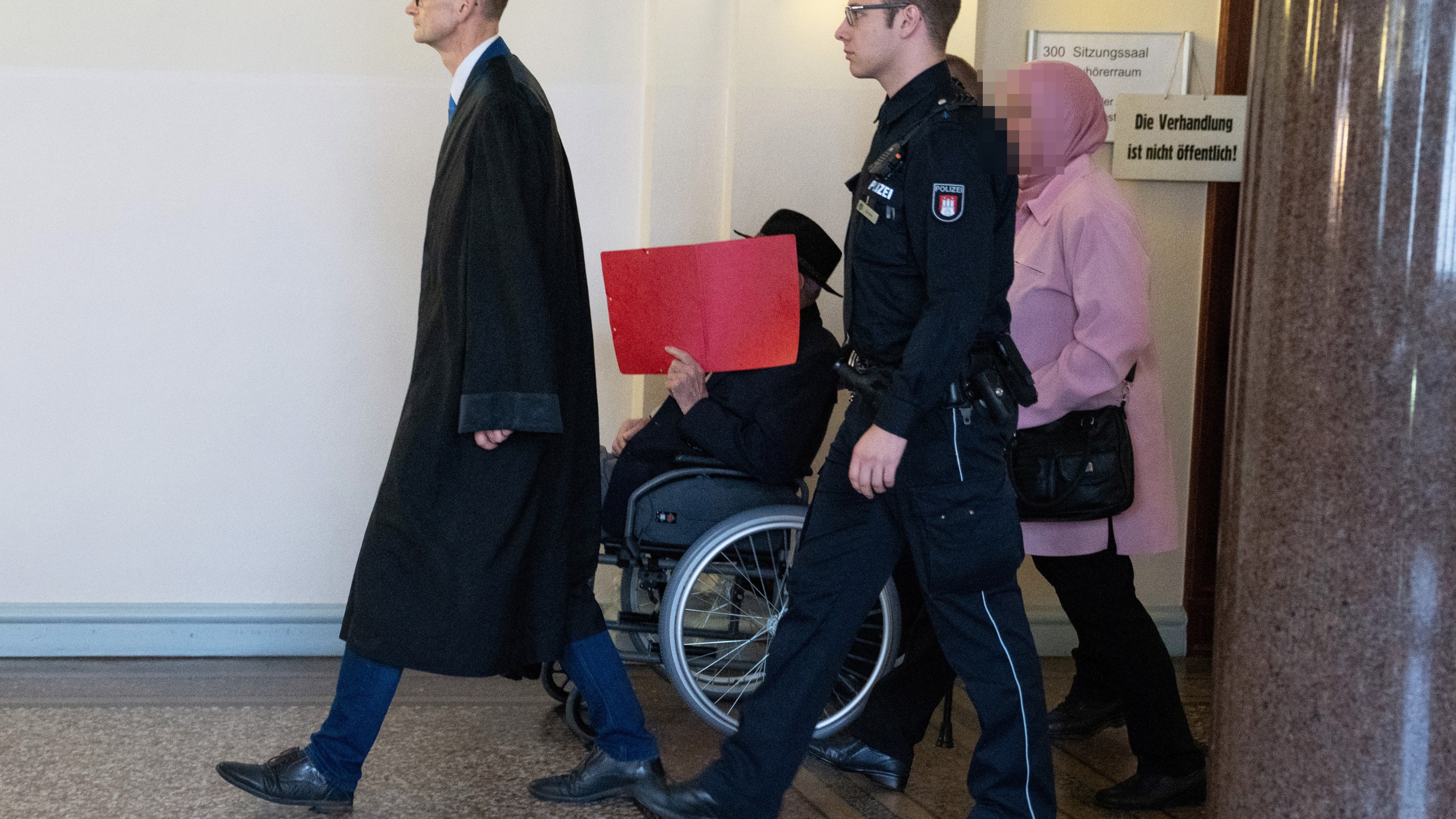 Bruno D., 93, arrived for the first day of his trial for his role as a guard at the World War II Nazi Stutthof concentration camp on Oct. 17, 2019, in Hamburg, Germany. (Chris Emil Janßen-Pool/Getty Images)