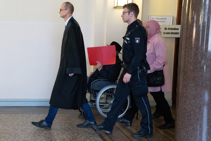 Bruno D., 93, arrived for the first day of his trial for his role as a guard at the World War II Nazi Stutthof concentration camp on Oct. 17, 2019, in Hamburg, Germany. (Chris Emil Janßen-Pool/Getty Images)