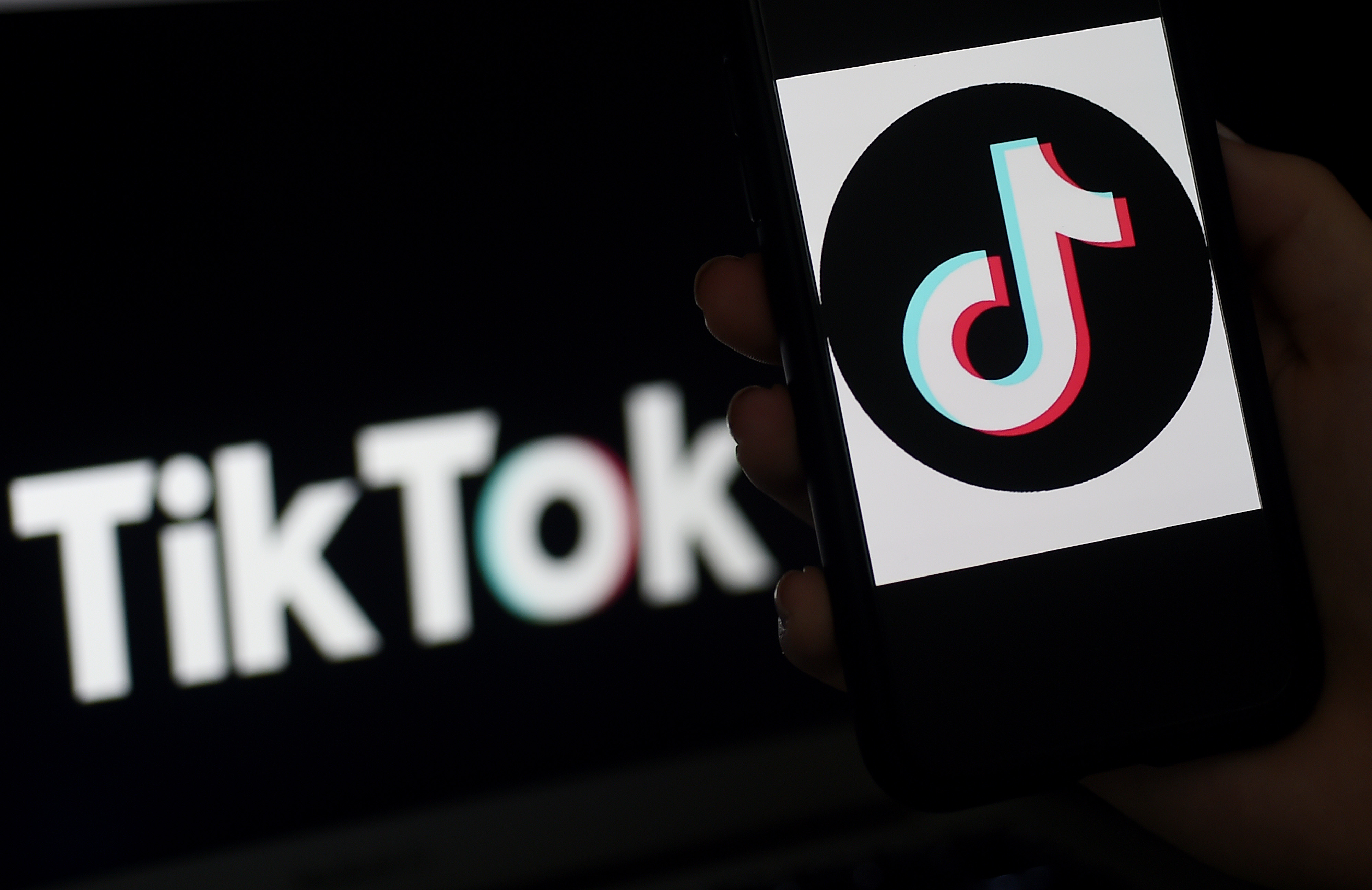 A photo illustration shows social media app TikTok’s logo on an iPhone screen on April 13, 2020, in Arlington, Virginia (Olivier Douliery / AFP / Getty Images)