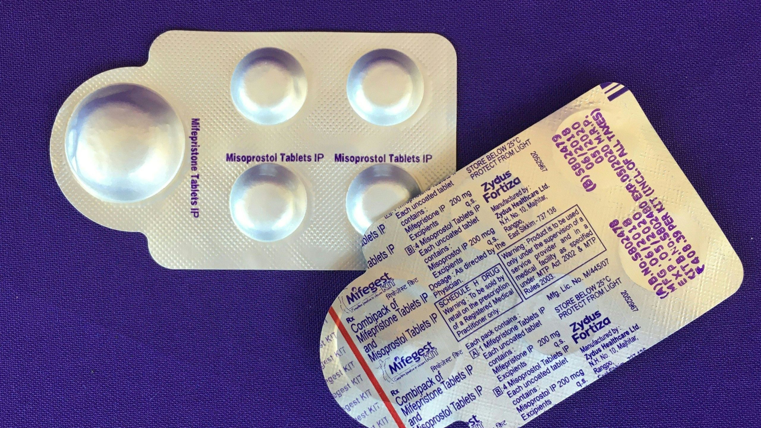 Image dated May 8, 2020 courtesy of Plan C shows a combination pack of mifepristone and misoprostol tablets, two medicines used together, also called the abortion pill. (ELISA WELLS/PLAN C/AFP via Getty Images)