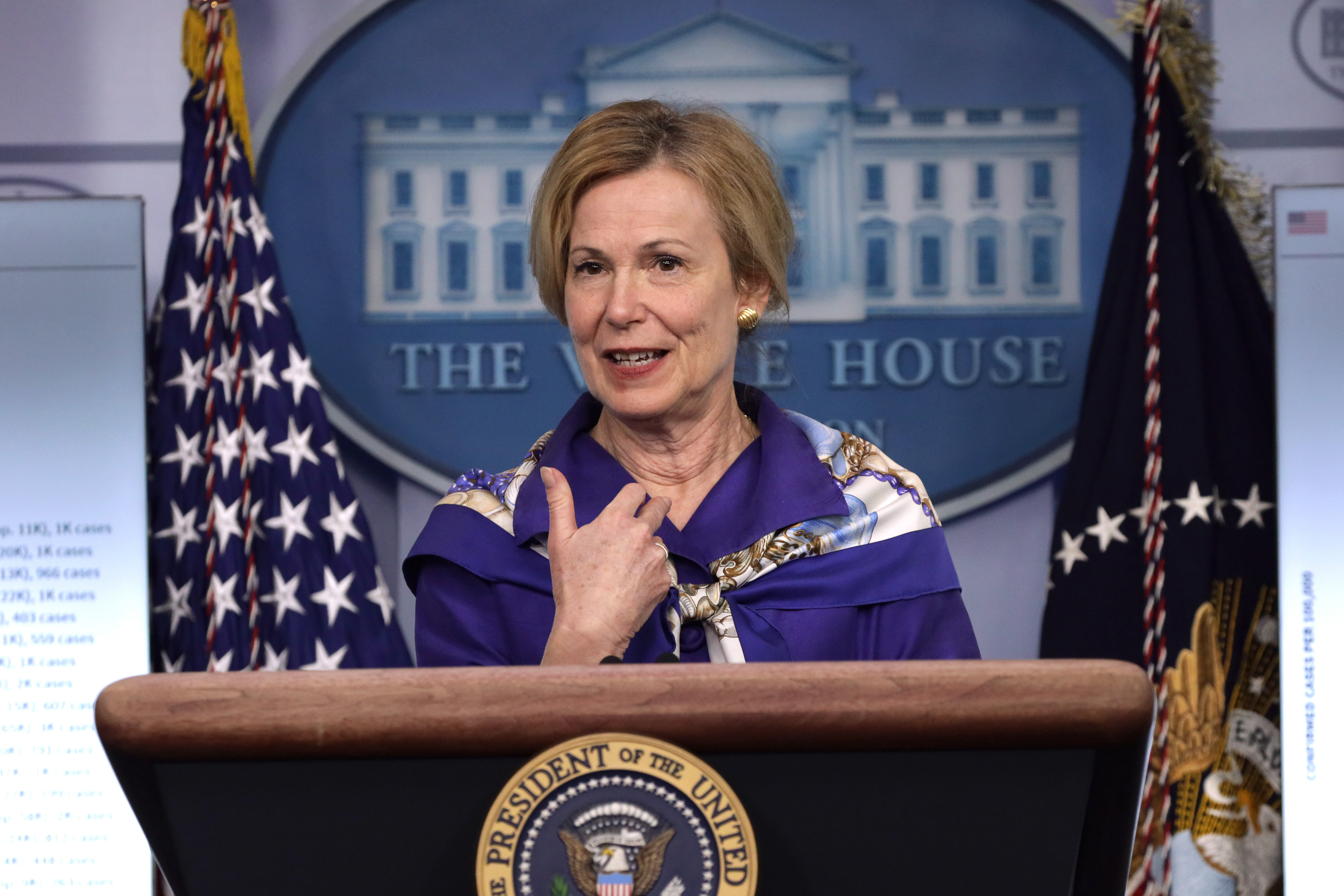 White House coronavirus response coordinator Deborah Birx speaks during a news briefing at the James Brady Press Briefing Room of the White House on May 22, 2020. (Alex Wong/Getty Images)