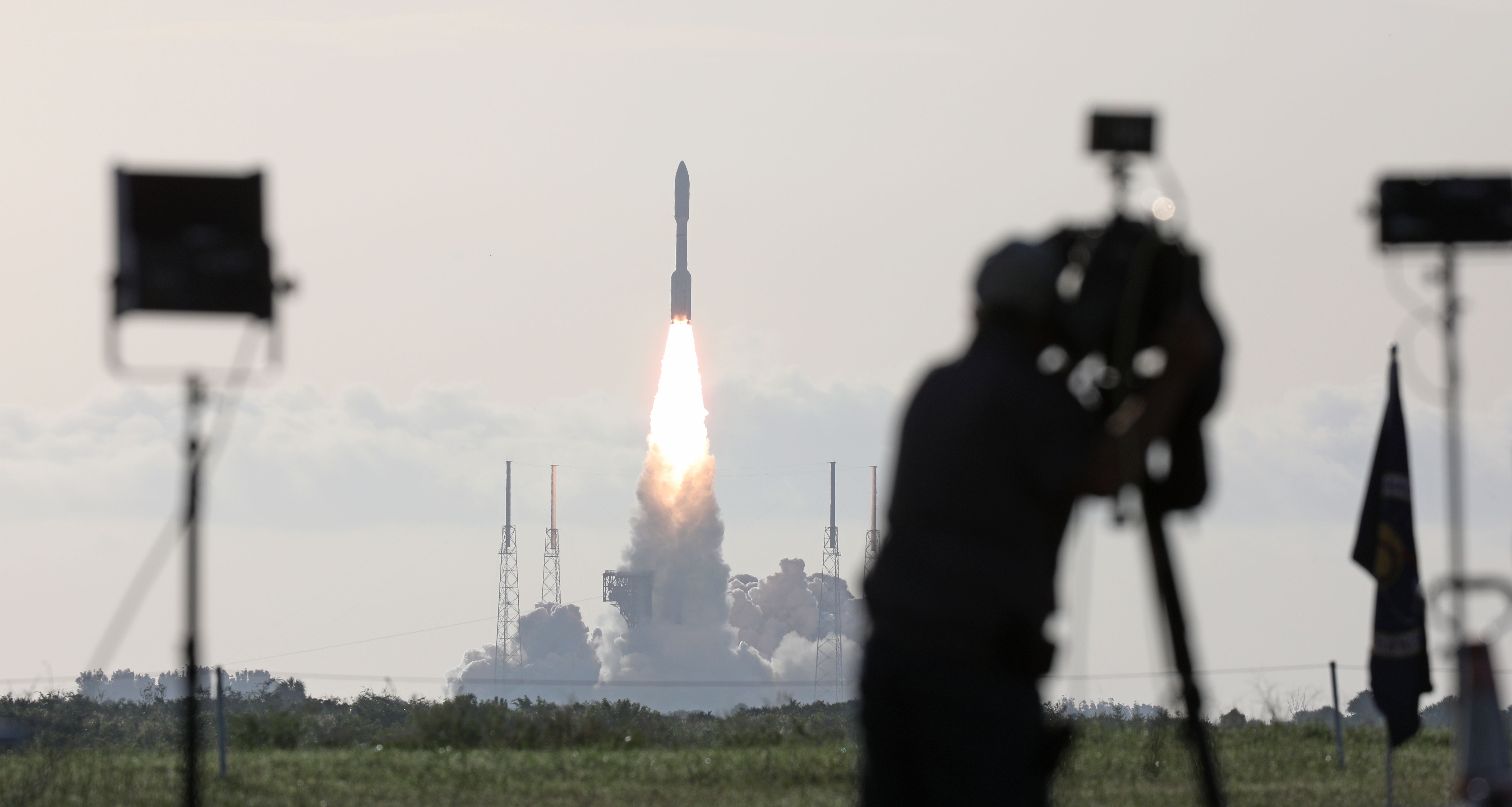 An Atlas V rocket with the Perseverance rover lifts off from Launch Complex 41 at Cape Canaveral Air Force Station in Florida on July 30, 2020. (GREGG NEWTON/AFP via Getty Images)