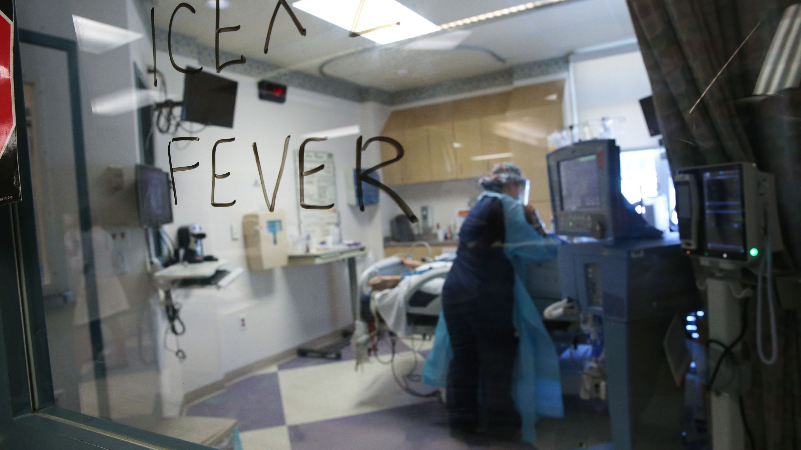 A nurse cares for a coronavirus patient in the Intensive Care Unit at El Centro Regional Medical Center in hard-hit Imperial County on July 28, 2020. (Mario Tama/Getty Images)