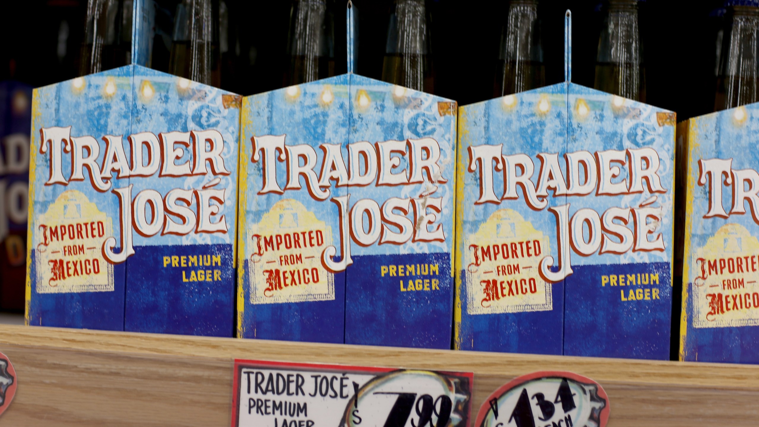 Trader Joe's beer, labeled Trader Jose's as a beer imported from Mexico, is seen on the shelf during the grand opening of a Trader Joe's store on Oct. 18, 2013, in Pinecrest, Fla. (Joe Raedle/ Getty Images)