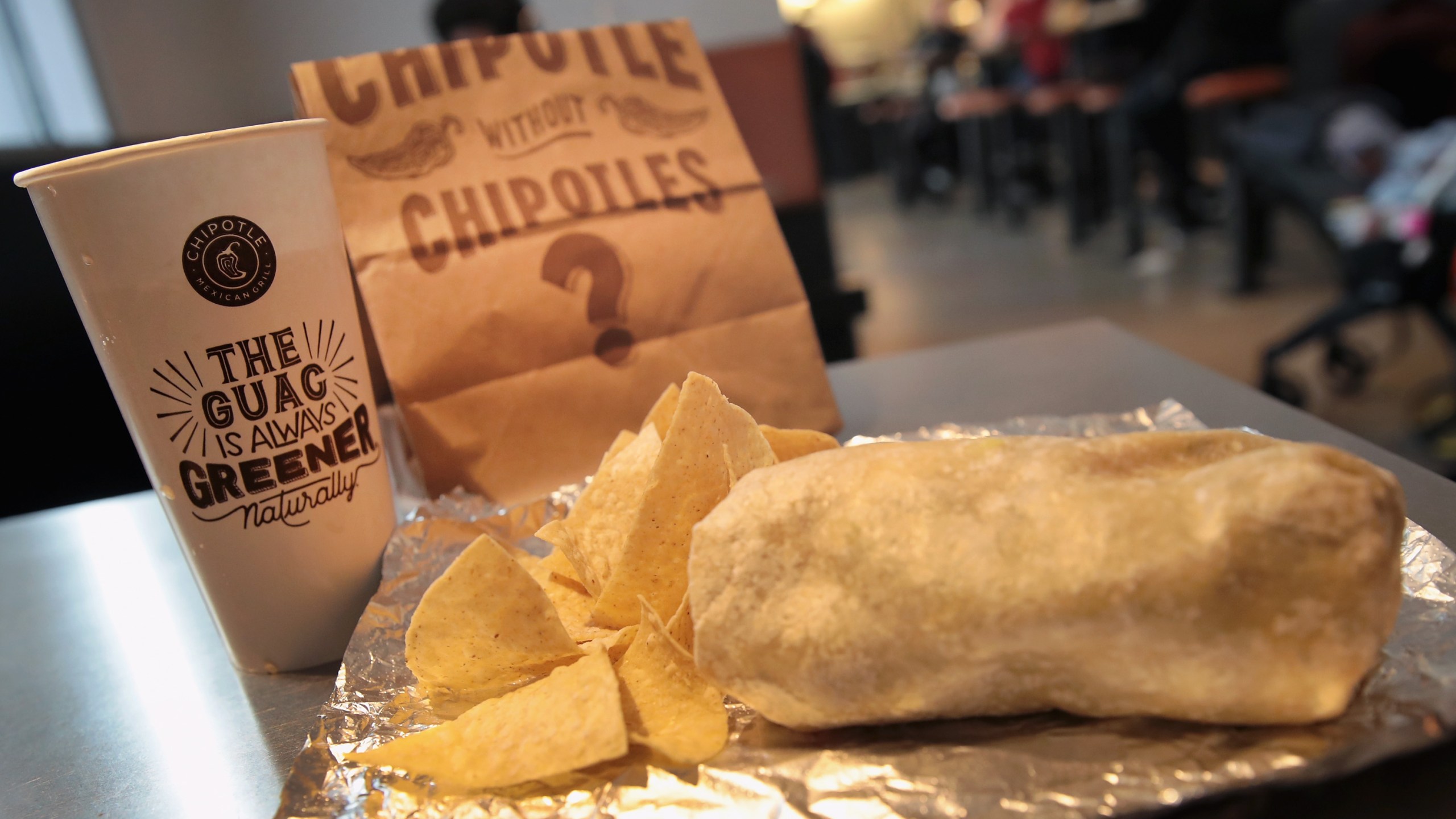 Food is served at a Chipotle restaurant on Oct. 25, 2017 in Chicago, Illinois.(Scott Olson/Getty Images)