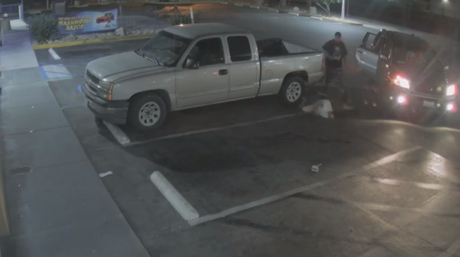 The assault of a 61-year-old man is shown in a screenshot from a video shared by the Irwindale Police Department on July 27, 2020.