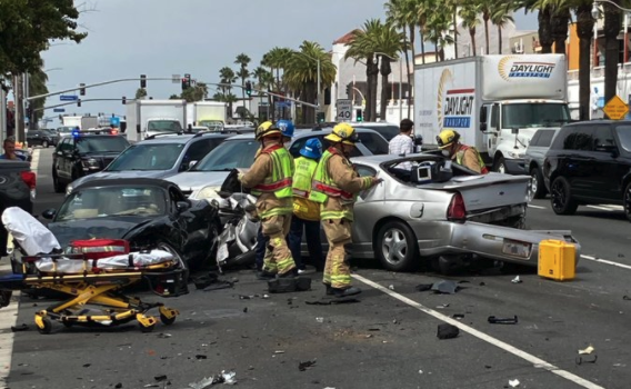 Costa Mesa Police Department officials tweeted this photo of a crash scene on July 27, 2020.