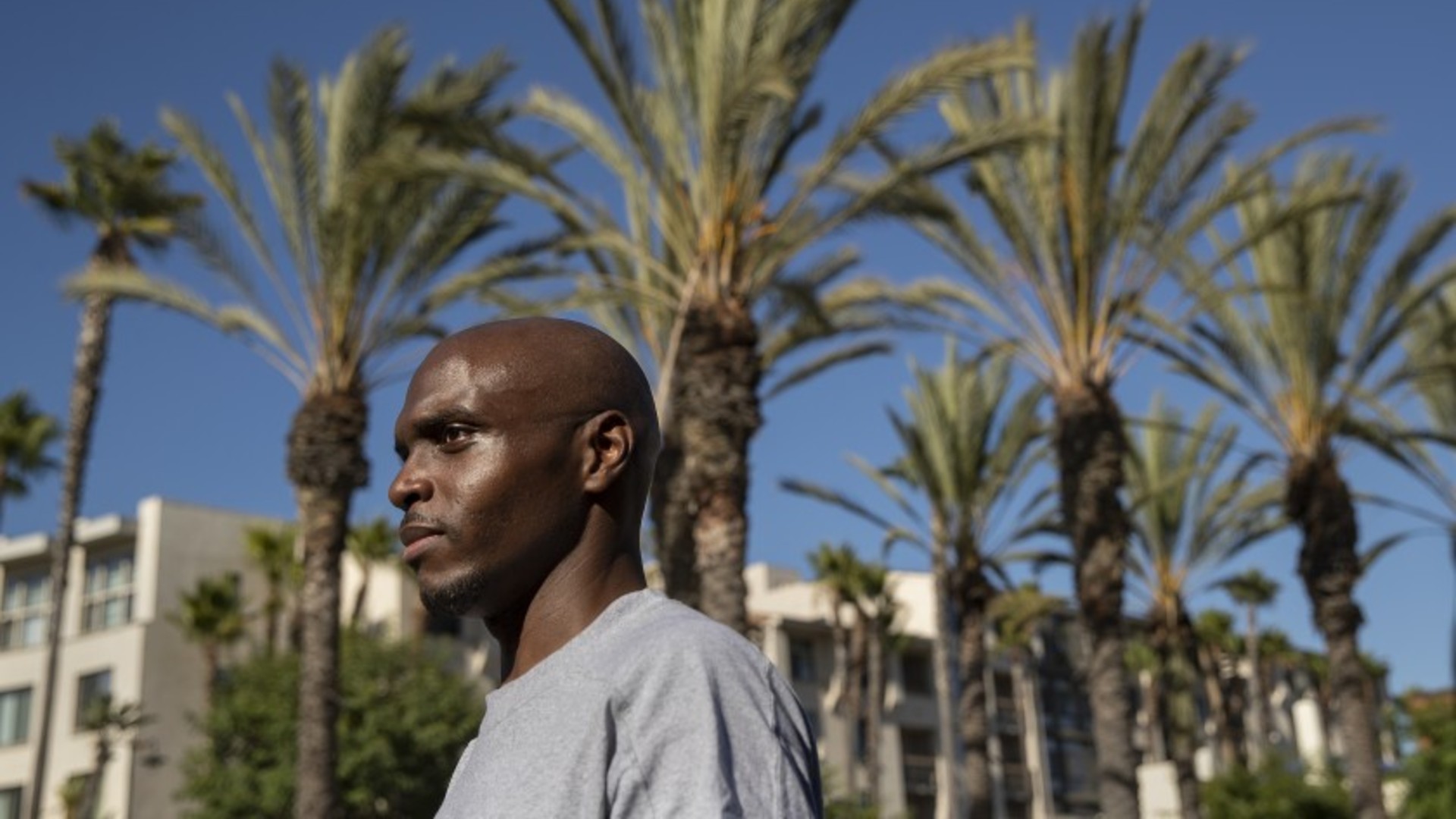 Rod Thompson Sr. 35, who was recently released early from Avenal State Prison because of the coronavirus outbreak, took Amtrak to L.A.'s Union Station after his release, even though he had tested positive for COVID-19 in May and was not sure if he still carried the virus. (Mel Melcon / Los Angeles Times)