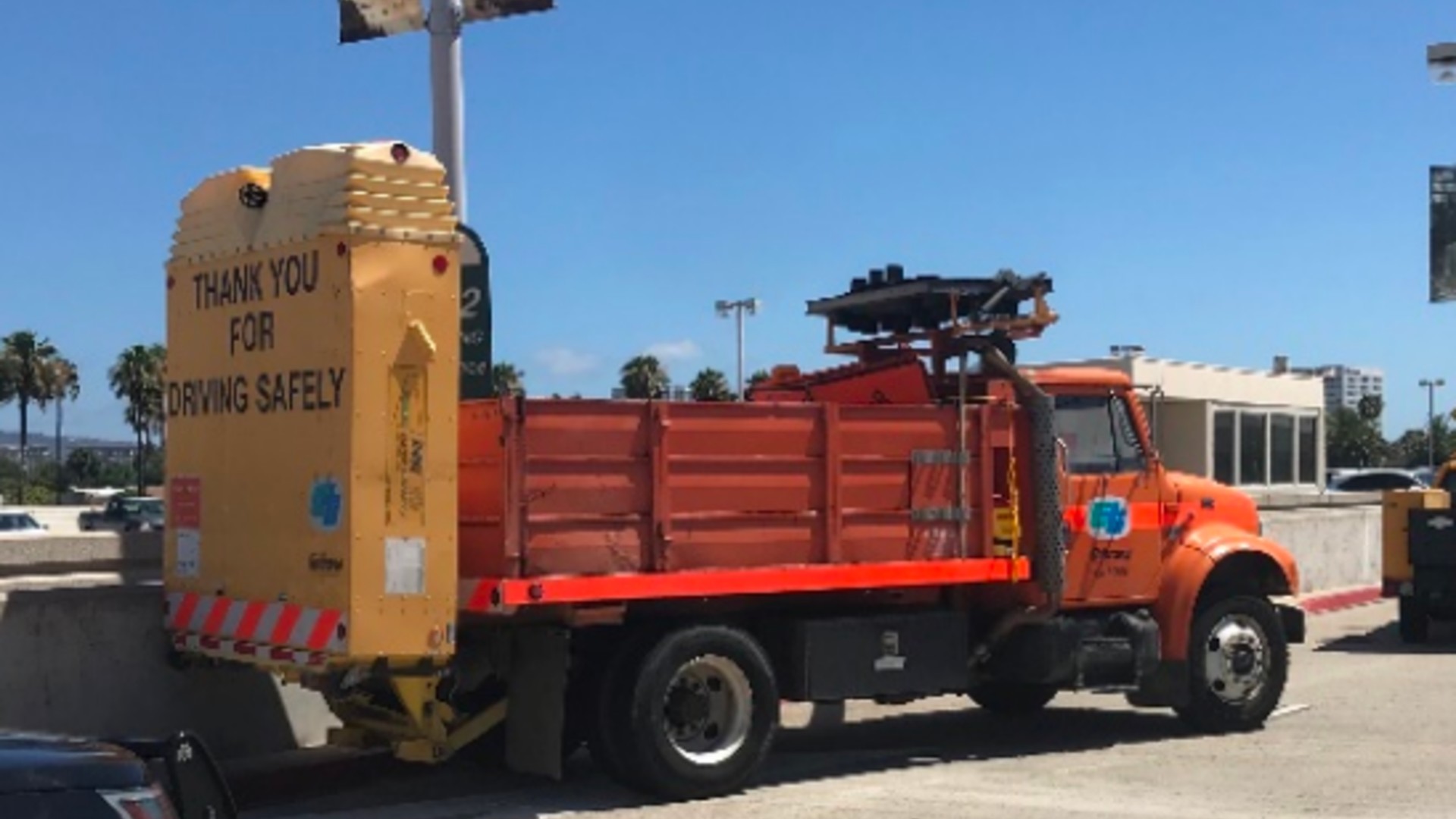 Irvine police released a photo of the Caltrans work truck.