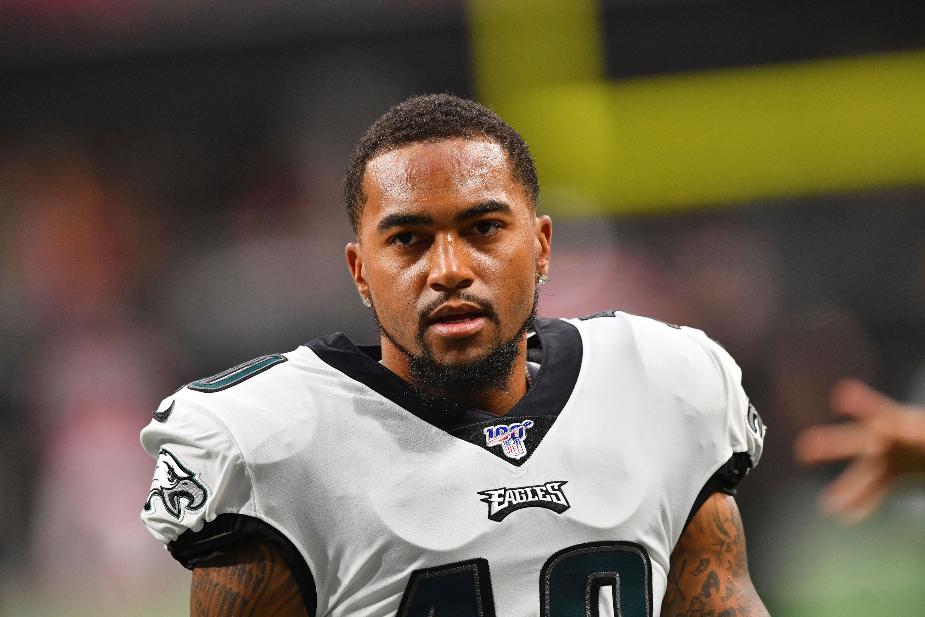 Philadelphia Eagles wide receiver DeSean Jackson warms up before an NFL football game against the Atlanta Falcons, in Atlanta. (John Amis/AP/Shutterstock via CNN Wire)