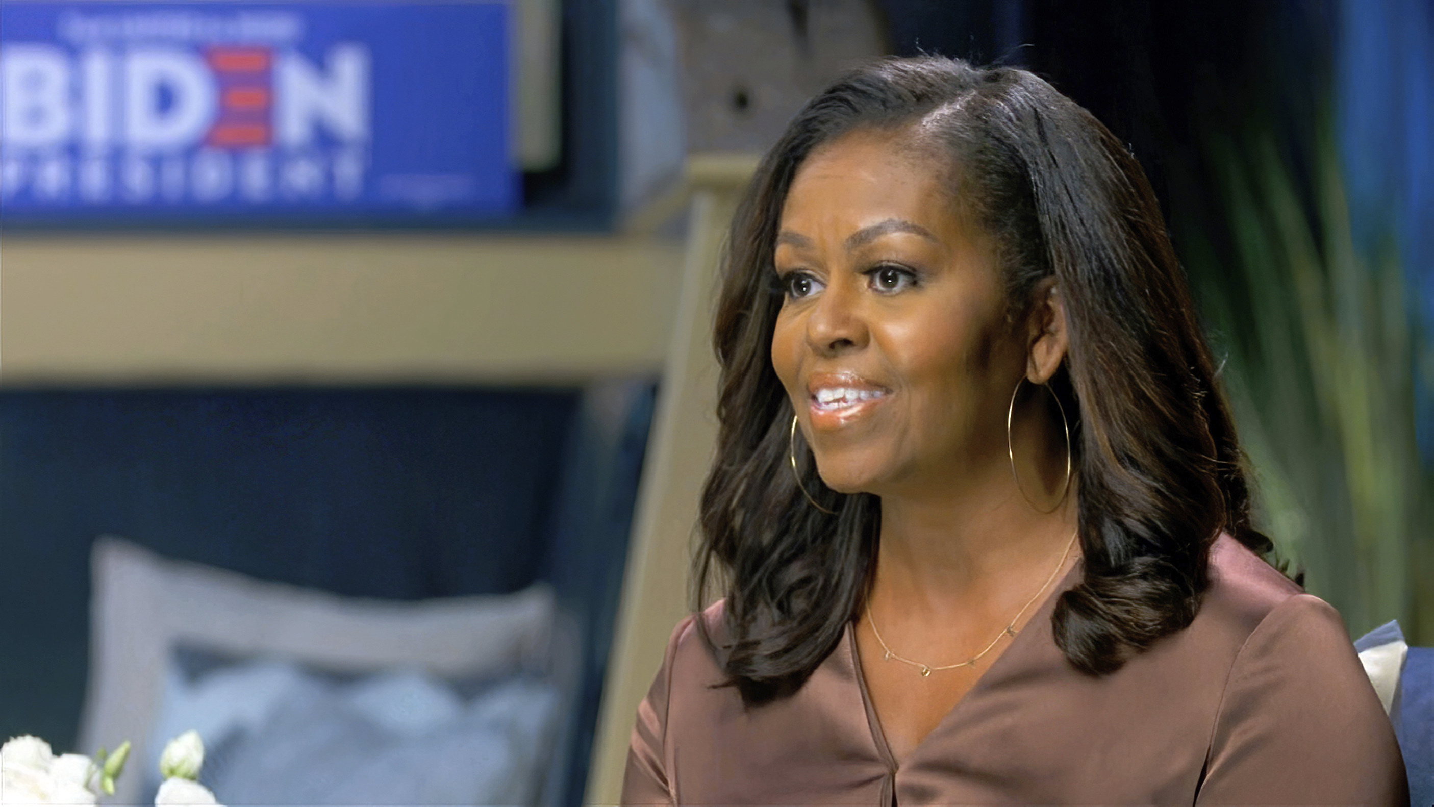 In this image from video, former first lady Michelle Obama speaks during the first night of the Democratic National Convention on Monday, Aug. 17, 2020. (Democratic National Convention via AP)