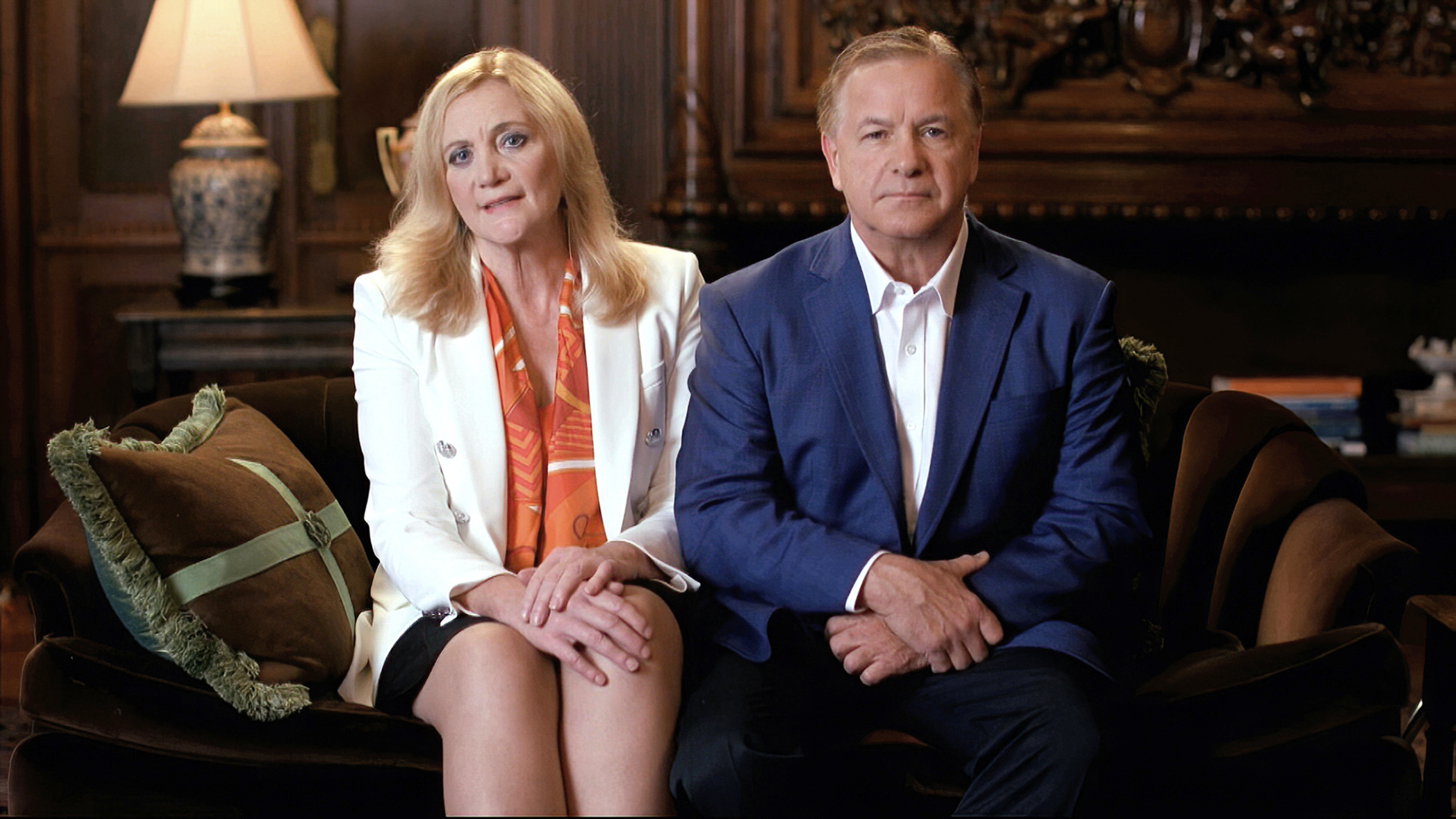 In this image from video, Mark and Patricia McCloskey speak from St. Louis, during the first night of the Republican National Convention on Aug. 24, 2020. (Courtesy of the Committee on Arrangements for the 2020 Republican National Committee via Associated Press)