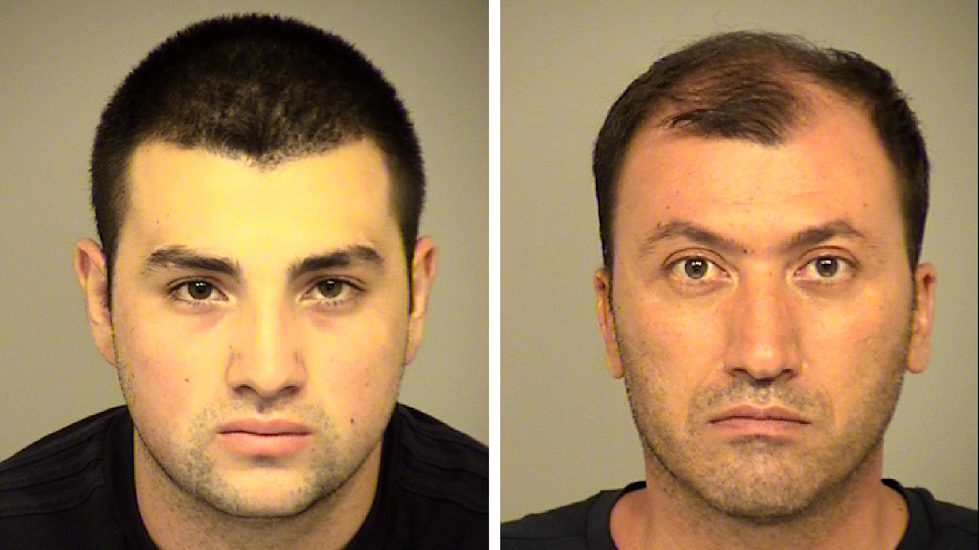 Karapet Gasparyan, 39, and Grigor Gasparyan, 18, are seen in undated booking photos provided by the Ventura County Sheriff's Office.