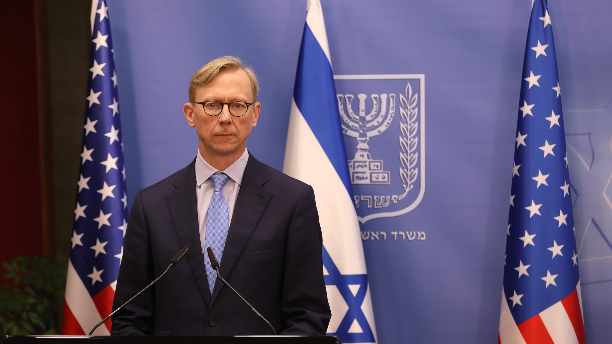 U.S. special representative for Iran, Brian Hook, pauses during a press conference with the Israeli prime minister in Jerusalem on June 30, 2020. (ABIR SULTAN / POOL / AFP via Getty Images)