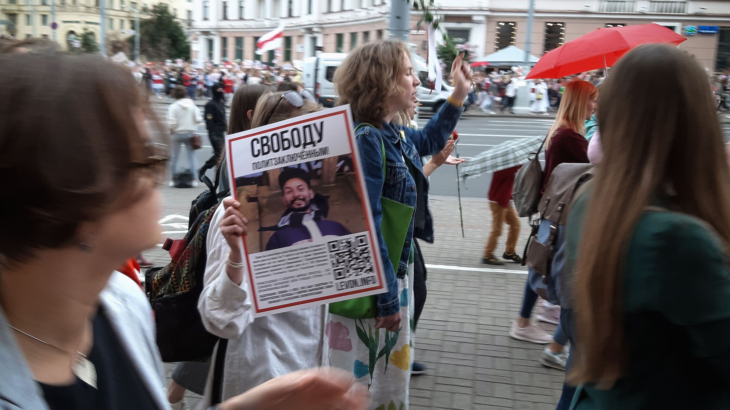 Belarus' women march in central Minsk on Aug. 29, 2020, during a demonstration against the results of the presidential election and police brutality. Belarusian authorities on Saturday withdrew the accreditation of several foreign media journalists, including AFP, ahead of the latest demonstration challenging the results of the presidential election. (Tatyana KALINOVSKAYA / AFP via Getty Images)