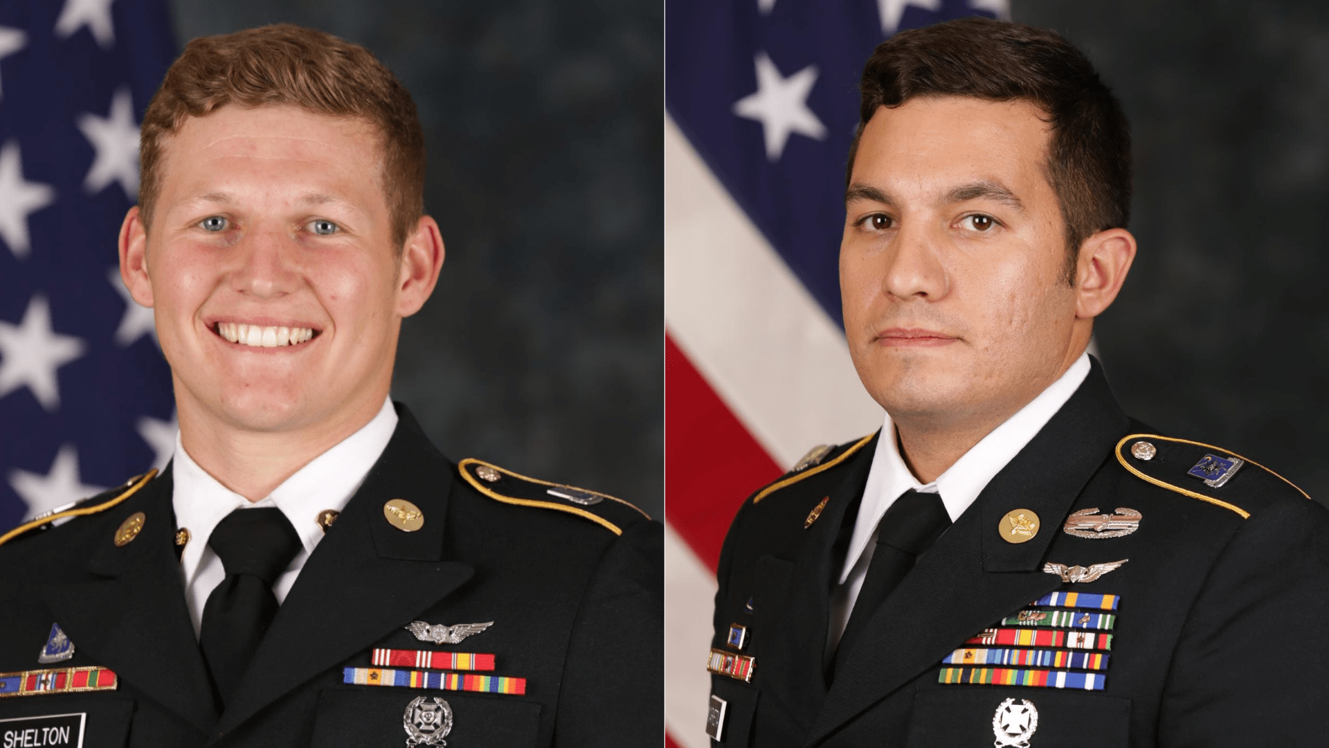 From left: Sgt. Tyler M. Shelton, 22, of San Bernardino and Staff Sgt. Vincent P. Marketta, 33, of Brick, New Jersey appear in photos released by the U.S. Army on Aug. 29, 2020.