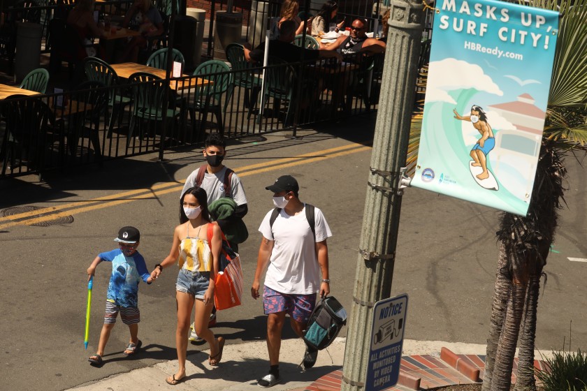 The scene Wednesday on Main Street in Huntington Beach.(Genaro Molina / Los Angeles Times)