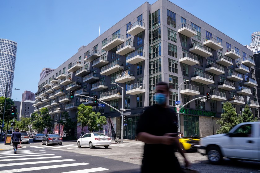 A luxury apartment building in downtown Los Angeles is shown in this undated photo. (Kent Nishimura /Los Angeles Times)