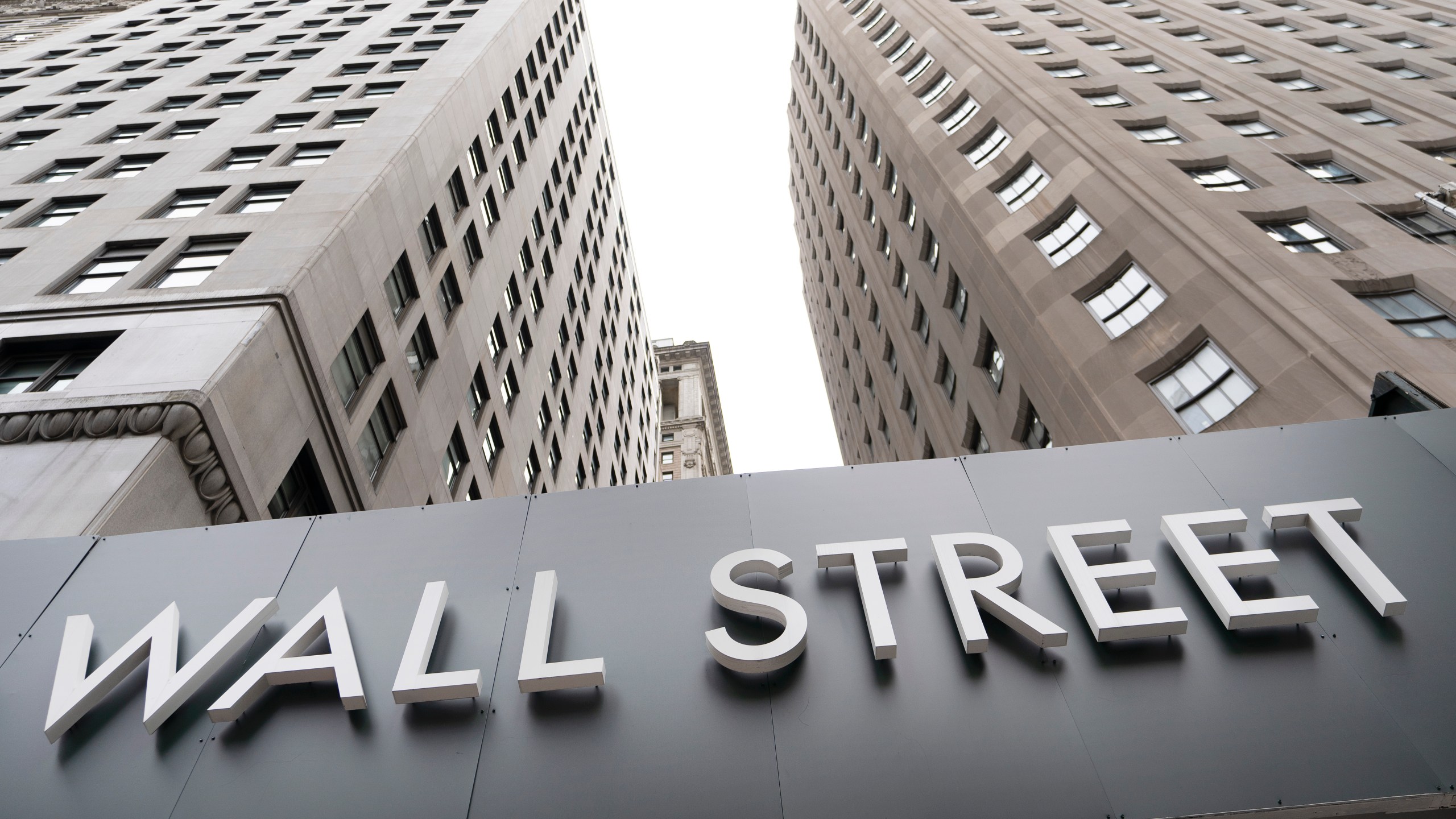 Buildings line Wall Street on Aug. 31, 2020 in New York. (Mark Lennihan/Associated Press)