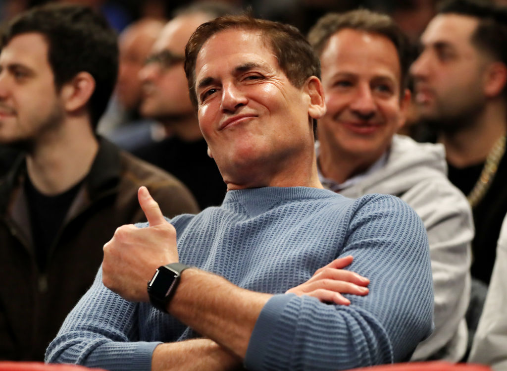 Dallas Mavericks Mark Cuban smiles during the game between the New York Knicks and the Dallas Mavericks at Madison Square Garden on January 30, 2019 in New York City. (Elsa/Getty Images)