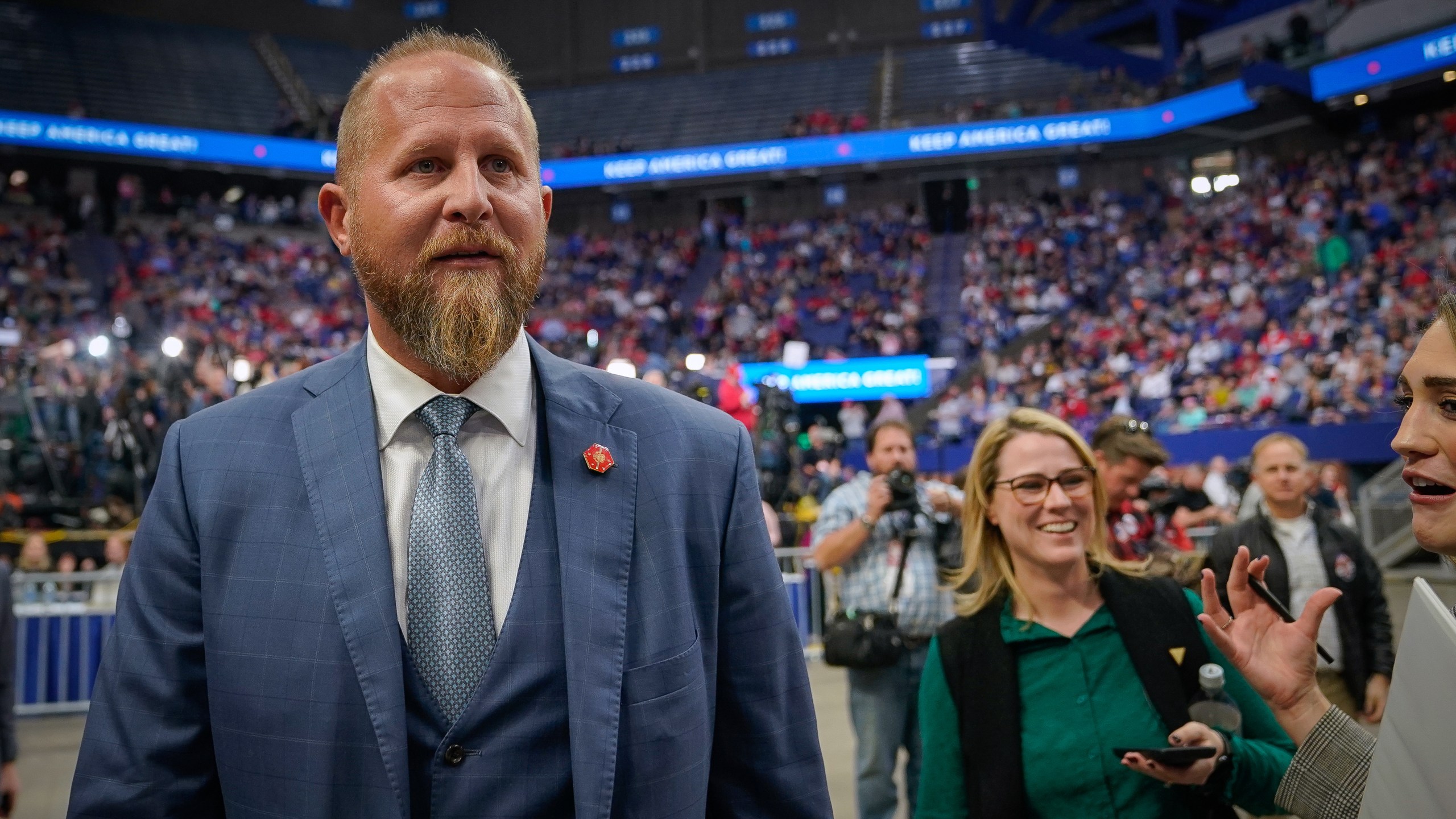 Brad Parscale, campaign manager for U.S. President Donald Trump, arrives at a campaign rally for the President at Rupp Arena on Nov. 4, 2019 in Lexington, Kentucky. The President is visiting Kentucky a day before Election Day to support the reelection efforts of Republican Governor Matt Bevin. (Bryan Woolston/Getty Images)